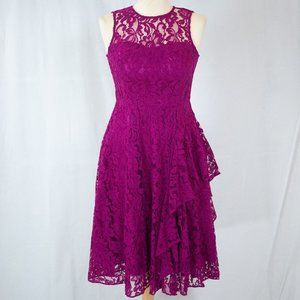 Eliza J Plum Lace Fit & Flare Dress